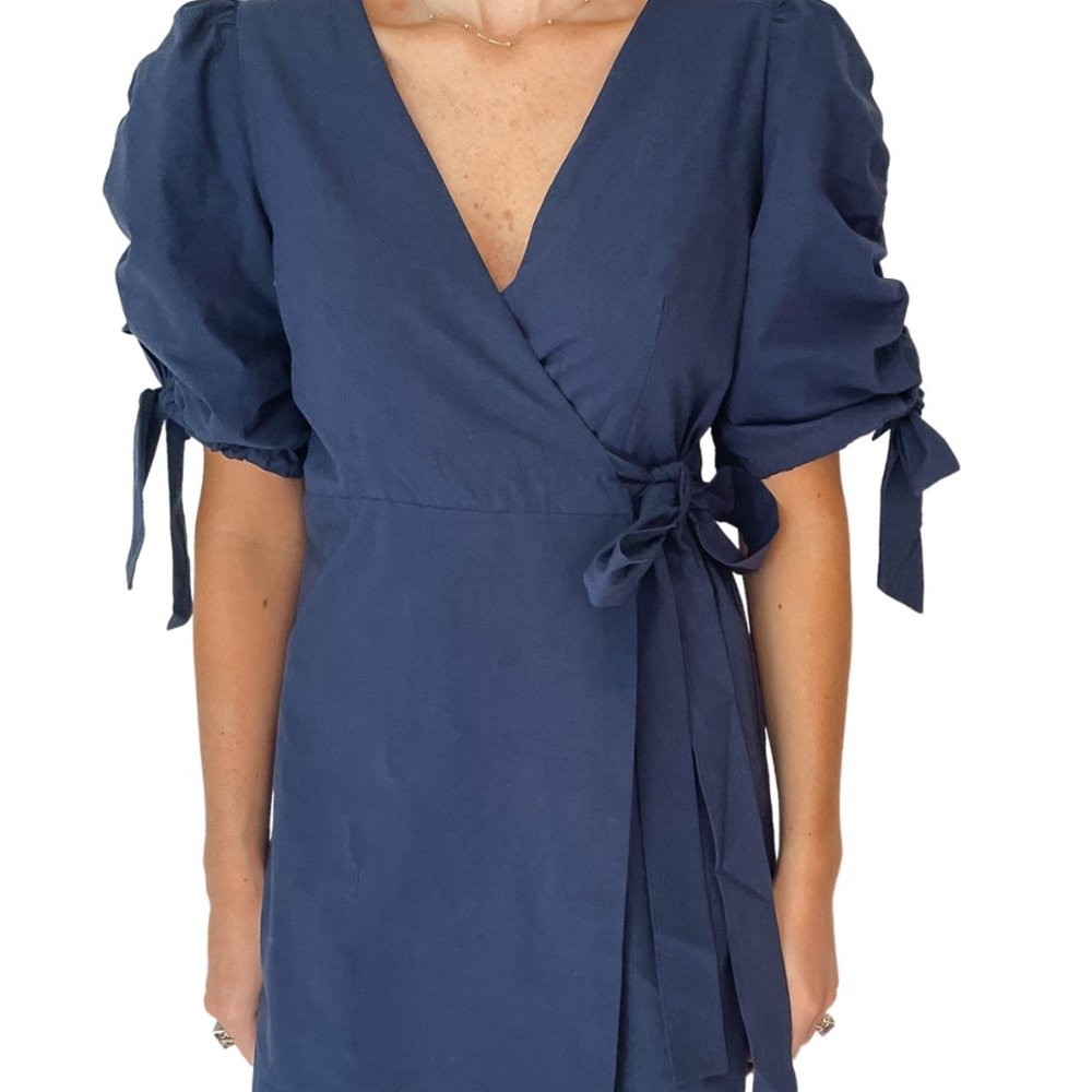 Mini Blue Wrap Dress